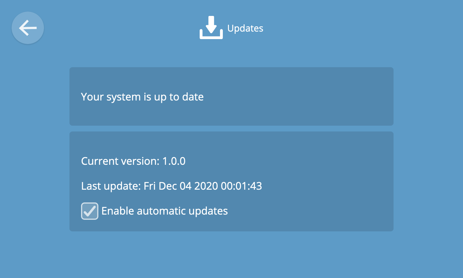 Automatic updates user interface