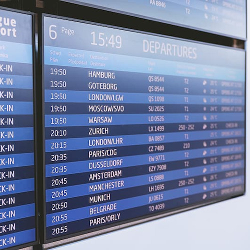 Departure board in airport